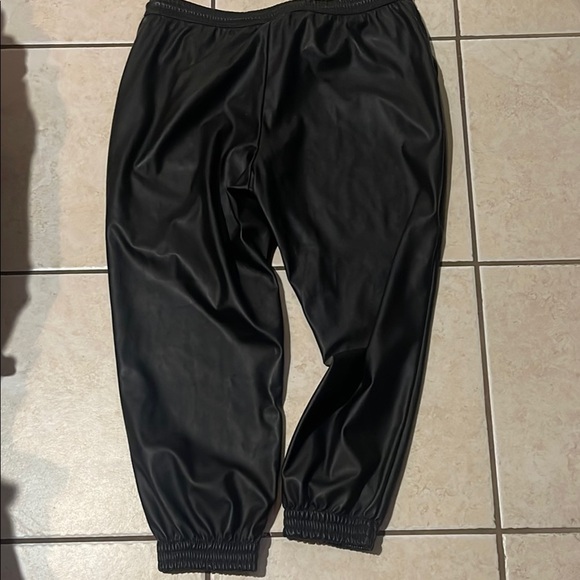 Black Leather Jogger Pants - Picture 3 of 3